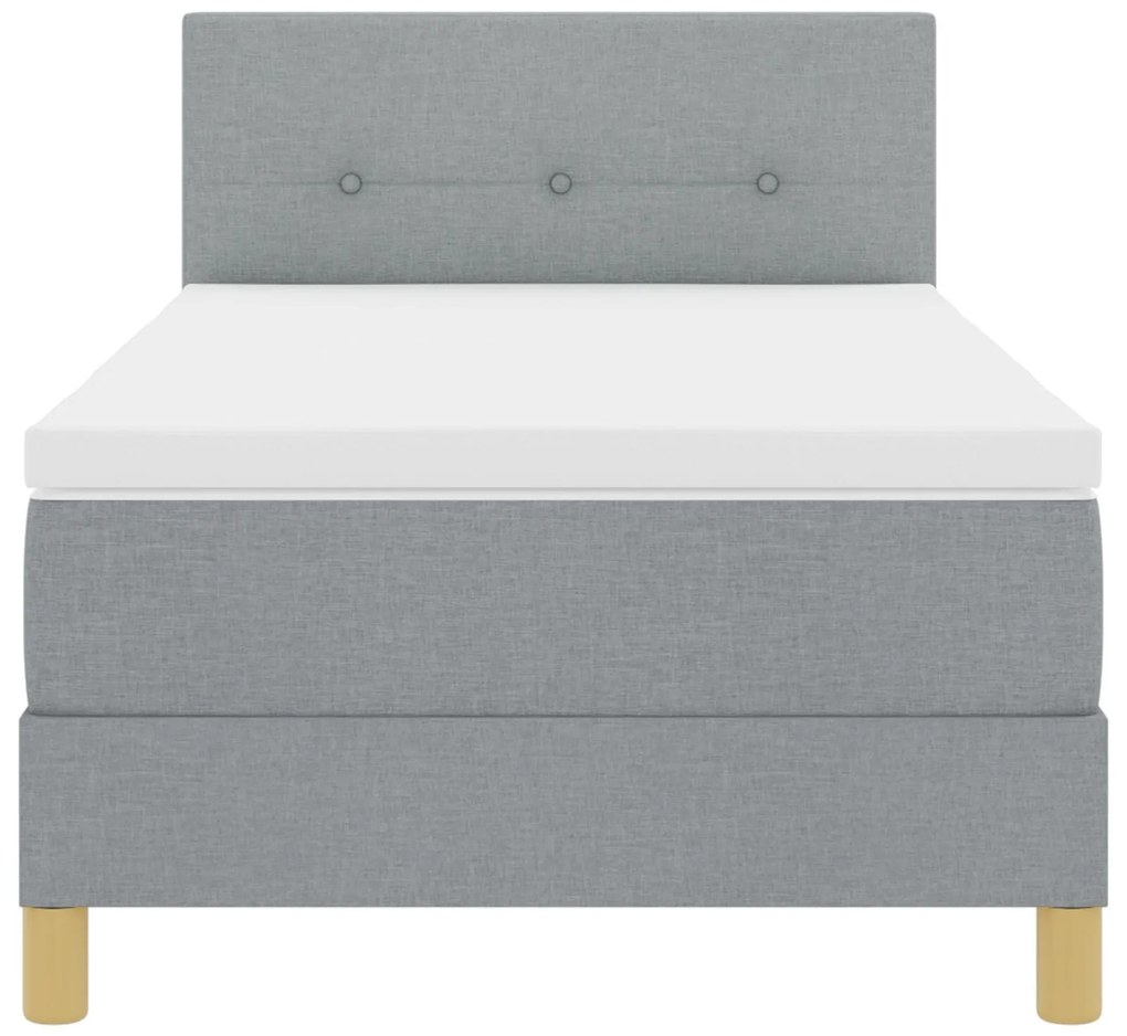 Cama Box Spring com Colchão Cinza Claro 90x200 cm Tecido