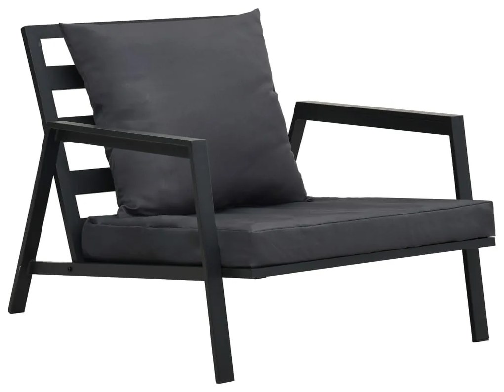 5 pcs conjunto lounge jardim + almofadões alumínio cinza-escuro