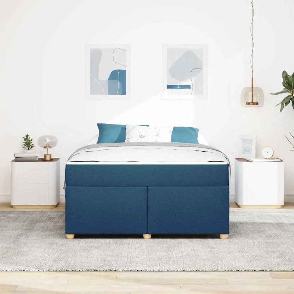 Estrutura de cama com colchão Outros Azul 160 x 200 cm tecido
