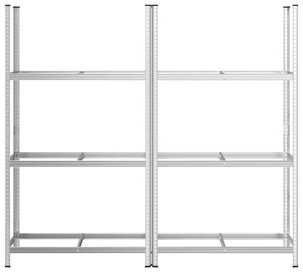 Prateleiras pneus de 3 camadas 2 unid 110x40x200cm aço prateado