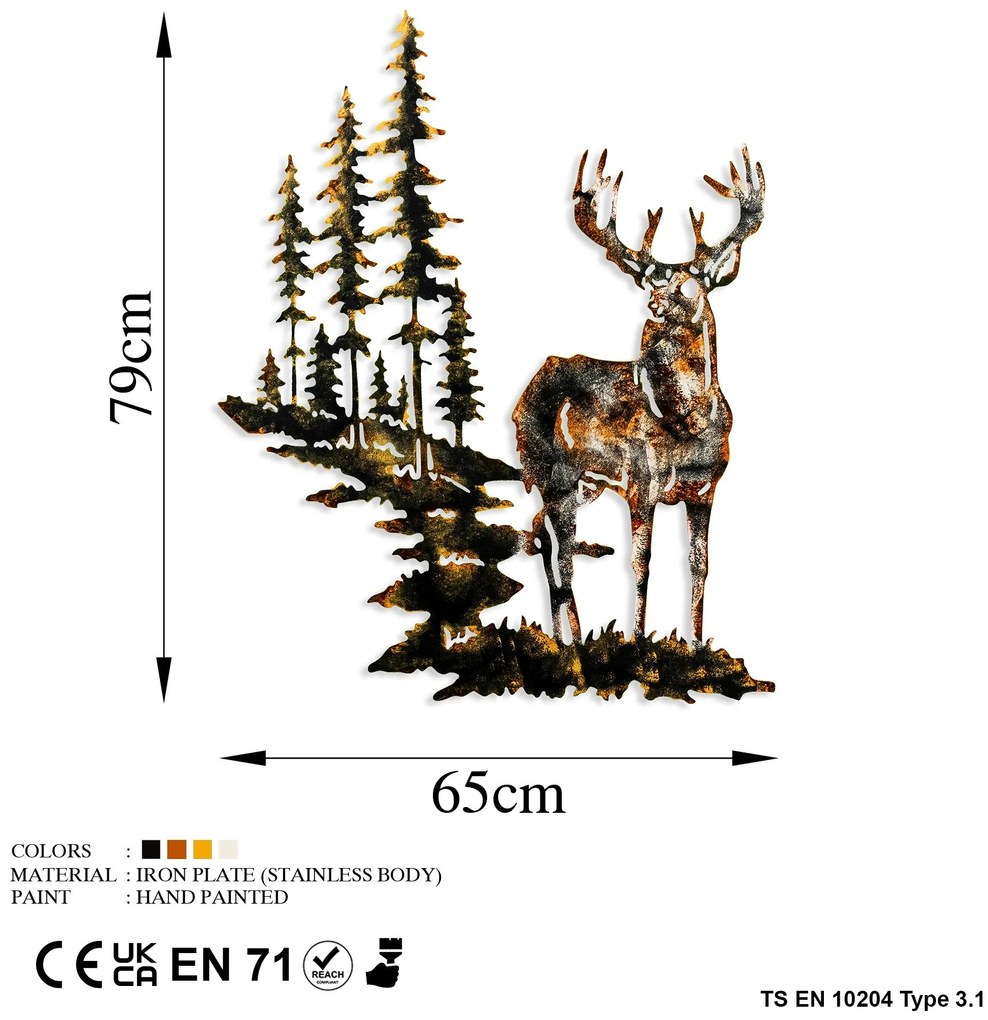 Acessório Decorativo de Parede em Metal Deer – Multicolor – 65 x 79 cm