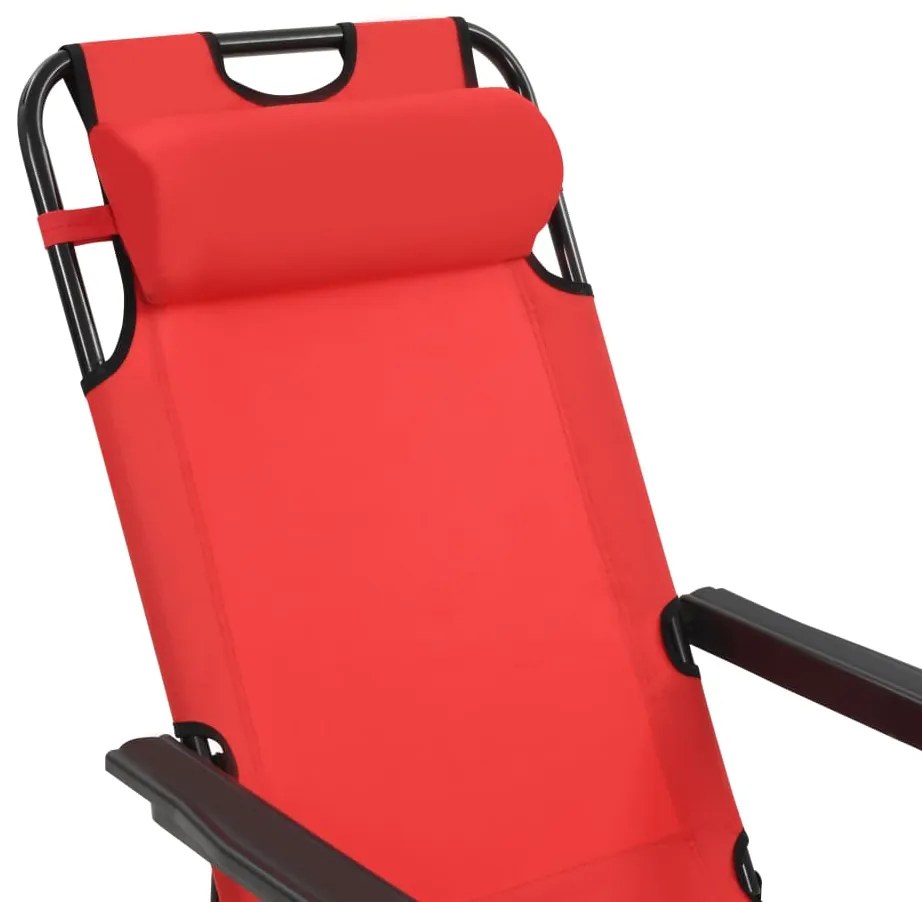 Espreguiçadeiras dobráveis c/ apoio de pés 2 pcs aço vermelho