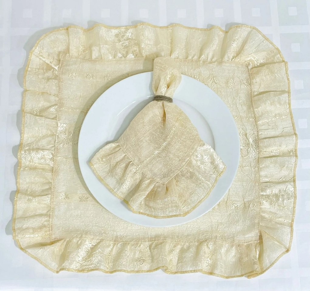 Individual e Guardanapo Organza Dourado