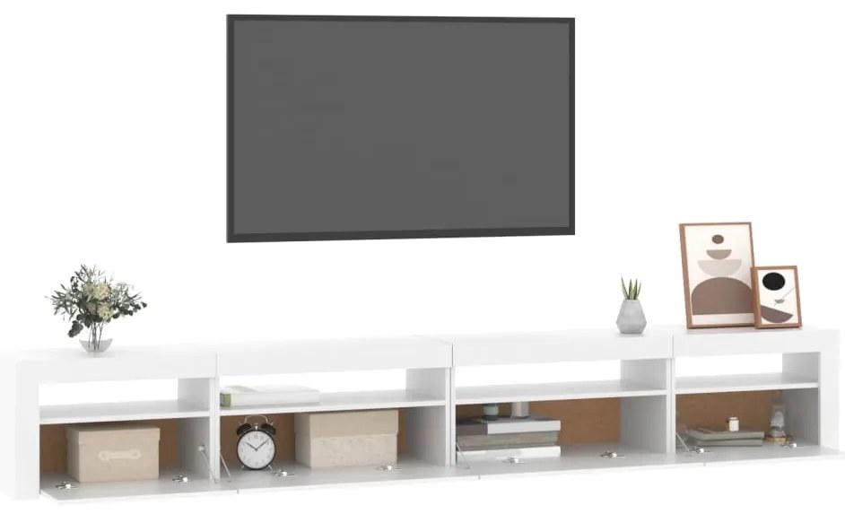 Móvel de TV com luzes LED 270x35x40 cm branco