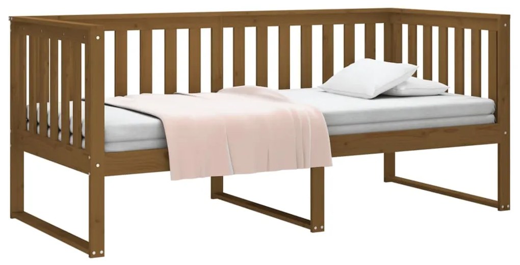 Sofá-cama 100x200 cm madeira pinho maciça castanho mel