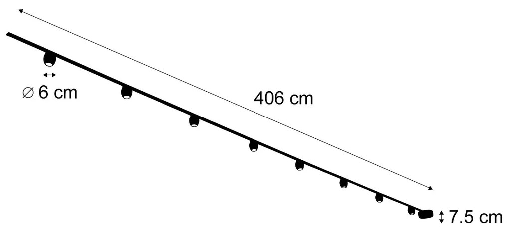 LED Sistema de iluminação de trilho moderno com 8 focos pretos monofásicos - Magnetic Zagaye Moderno