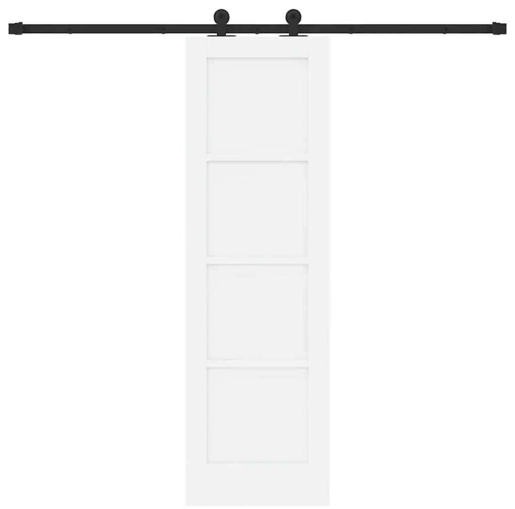 Porta Deslizante com Conjunto de Hardware 'ORKDAL'Branco Madeira Sólid