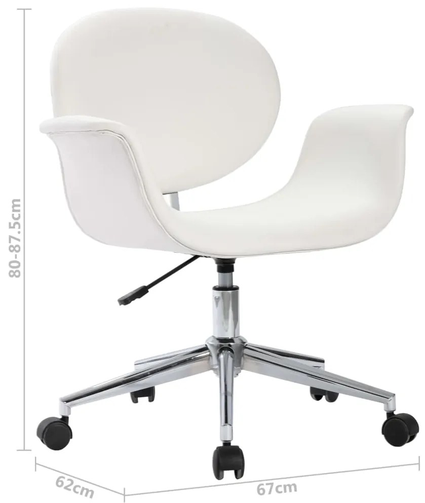 Cadeiras de jantar giratórias 2 pcs couro artificial branco