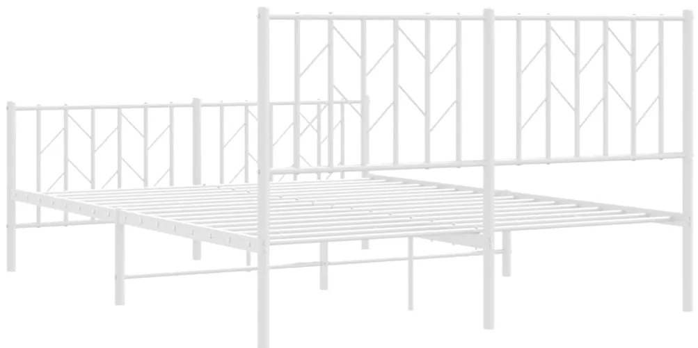 Estrutura de cama com cabeceira e pés 140x200 cm metal branco