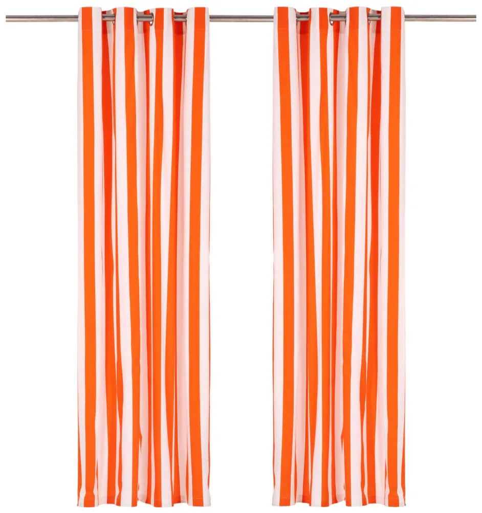 vidaXL Cortinas c/ argolas metal 2pcs tecido 140x245 cm riscas laranja