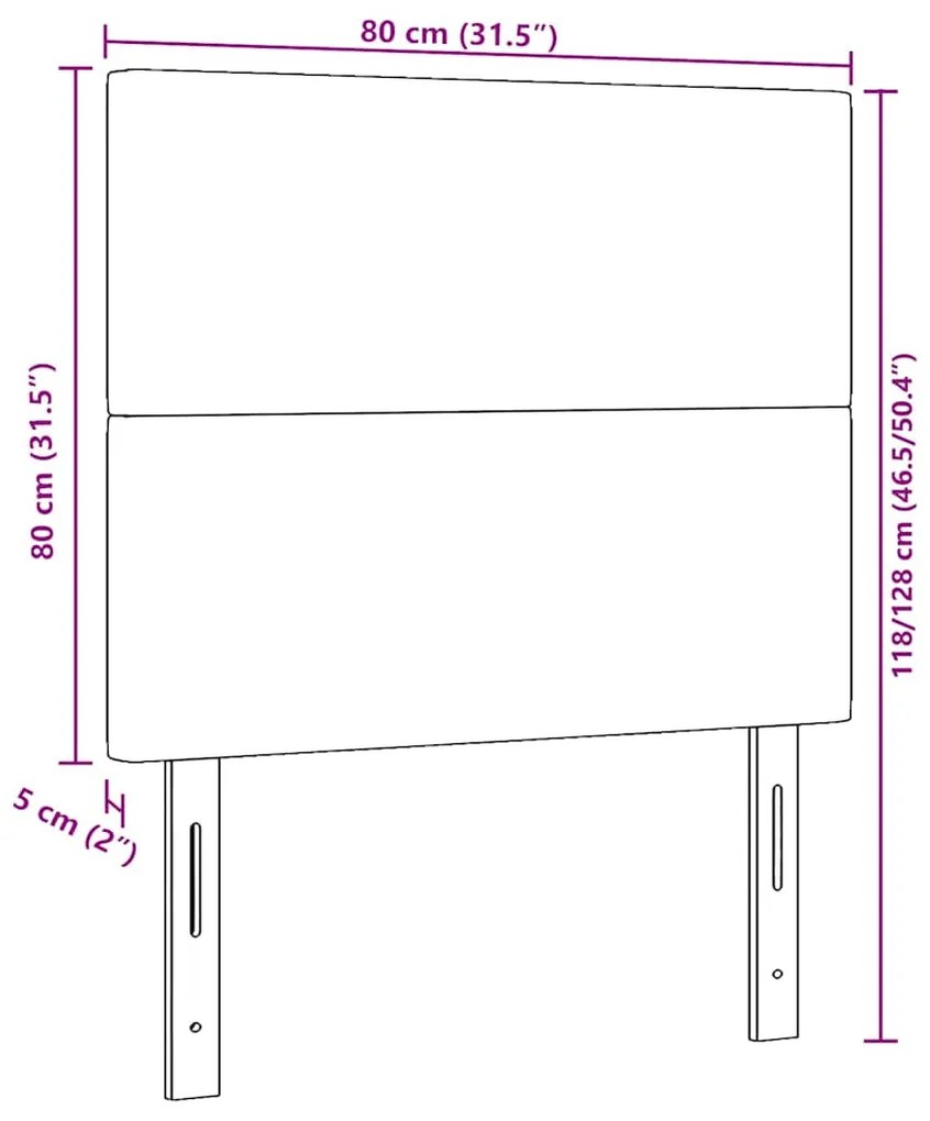 Cabeceira LED vidaXL Cinza Escuro 80 cm Tecido de Corduroy