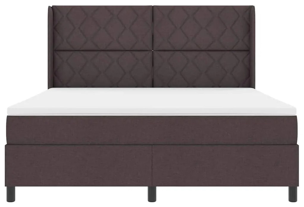 Cama Box com Colchão &amp; LED Marrom Escuro 180x200 cm, Tecido.