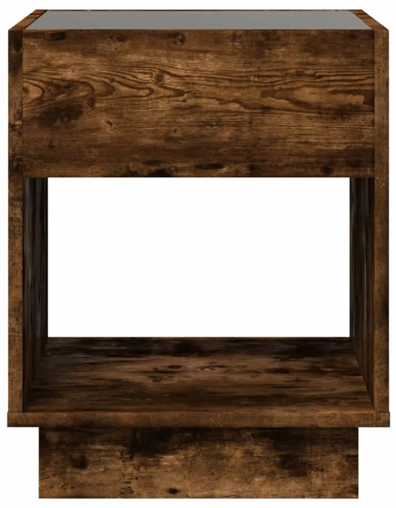 Mesa de centro luzes LED Infinity 40x40x50 cm carvalho fumado