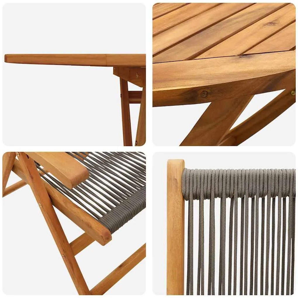Mesa de Jardim Dobrável Manual 7 pcs Cinzeto