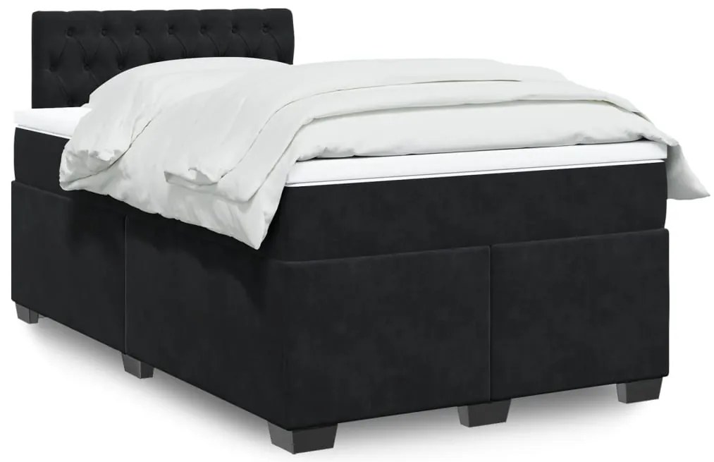 Cama boxspring com colchão 120x190 cm veludo preto