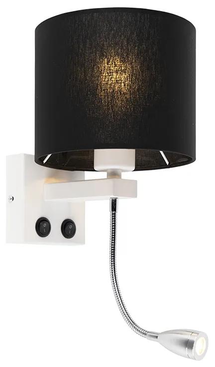 LED Candeeiro de parede moderno branco com sombra preta - Brescia Moderno