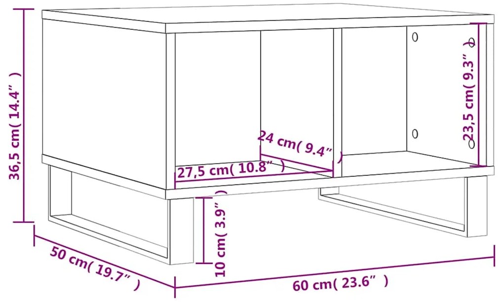 Mesa de centro 60x50x36,5 cm derivados de madeira branco