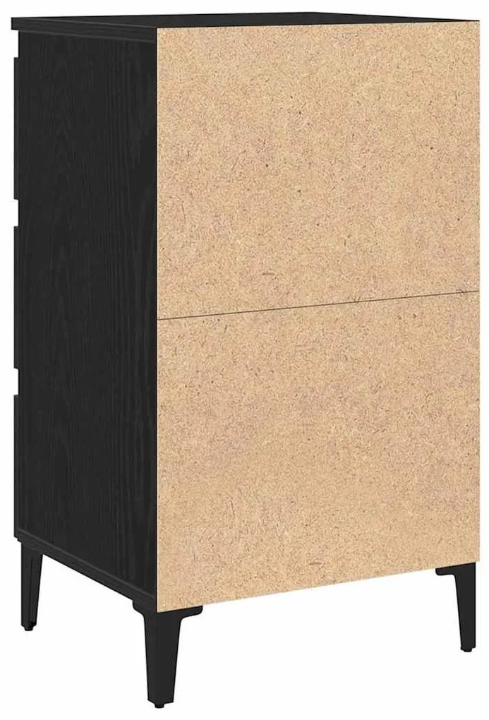 Criado-mudo vidaXL com Pé de Metal Preto Carvalho 40x35x69 cm
