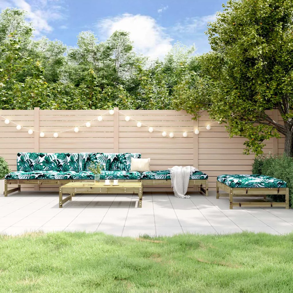 5 pcs conjunto lounge de jardim madeira de pinho impregnada