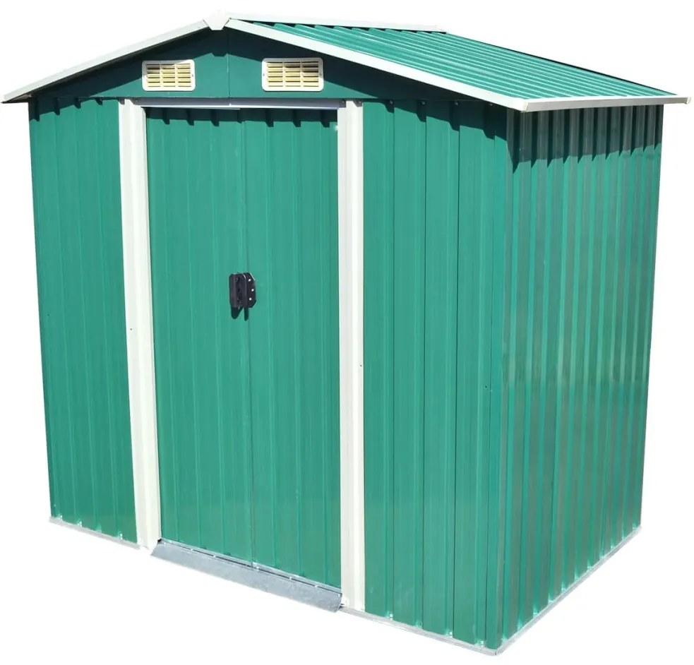 42909 vidaXL Abrigo de jardim metal verde 204x132x186 cm