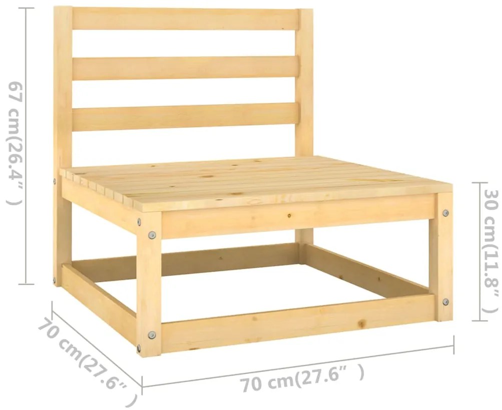 7 pcs conjunto lounge de jardim c/ almofadões pinho maciço