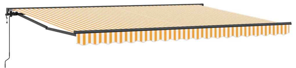 vidaXL Toldo Retrátil Amarelo e Branco 450 × 300 cm Poliéster e Metal