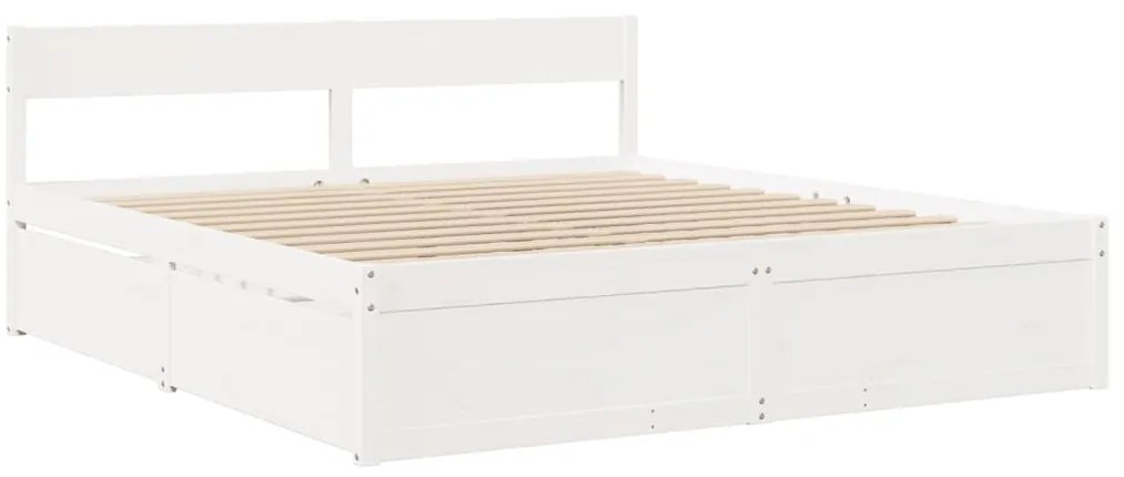 Cama sem colchão 200x200 cm madeira de pinho maciça branco