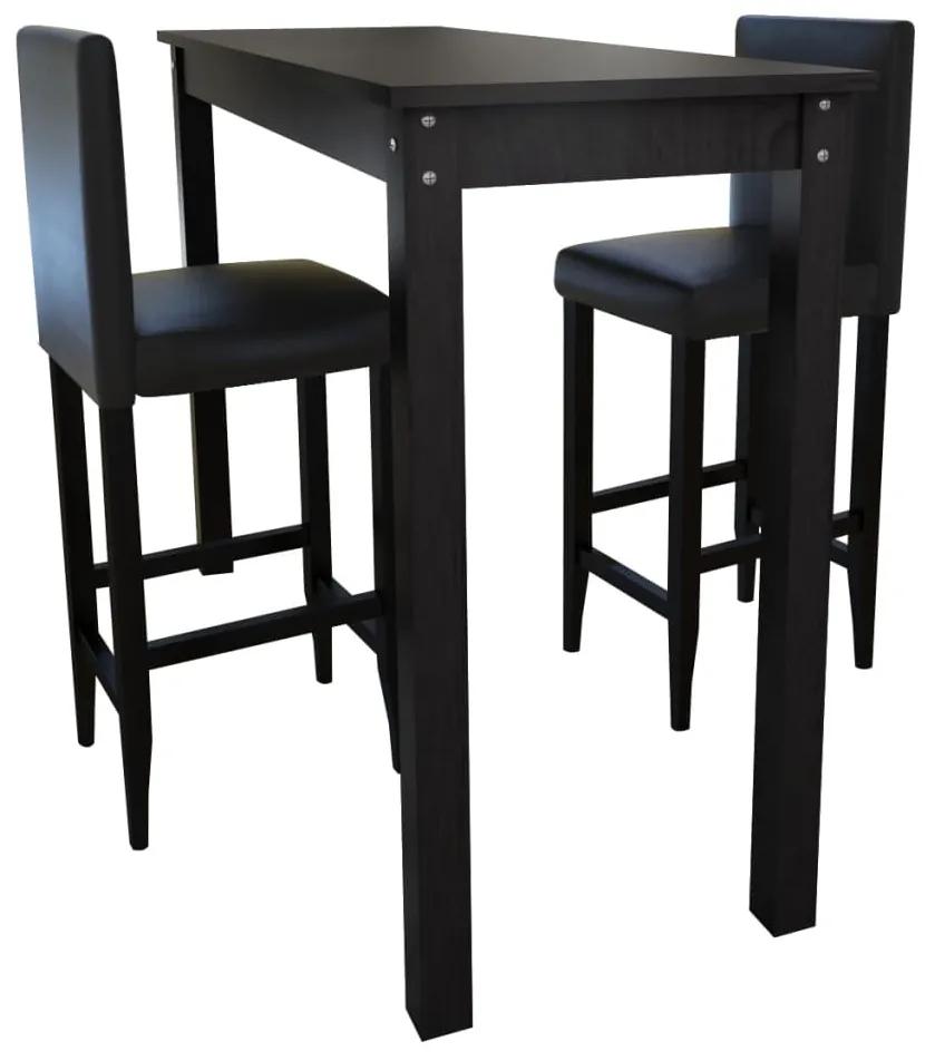 160727 vidaXL Mesa de bar com 2 cadeiras de bar, preto