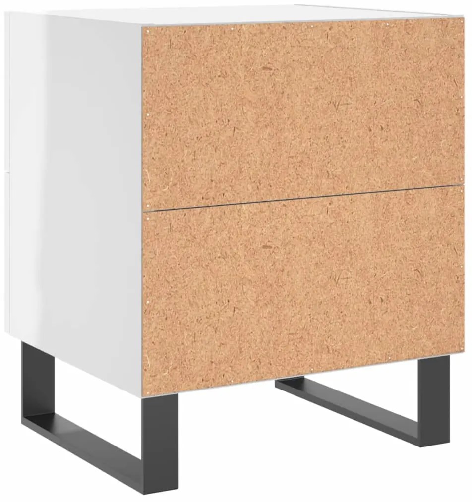 Mesas de cabeceira 2pcs derivados de madeira branco brilhante