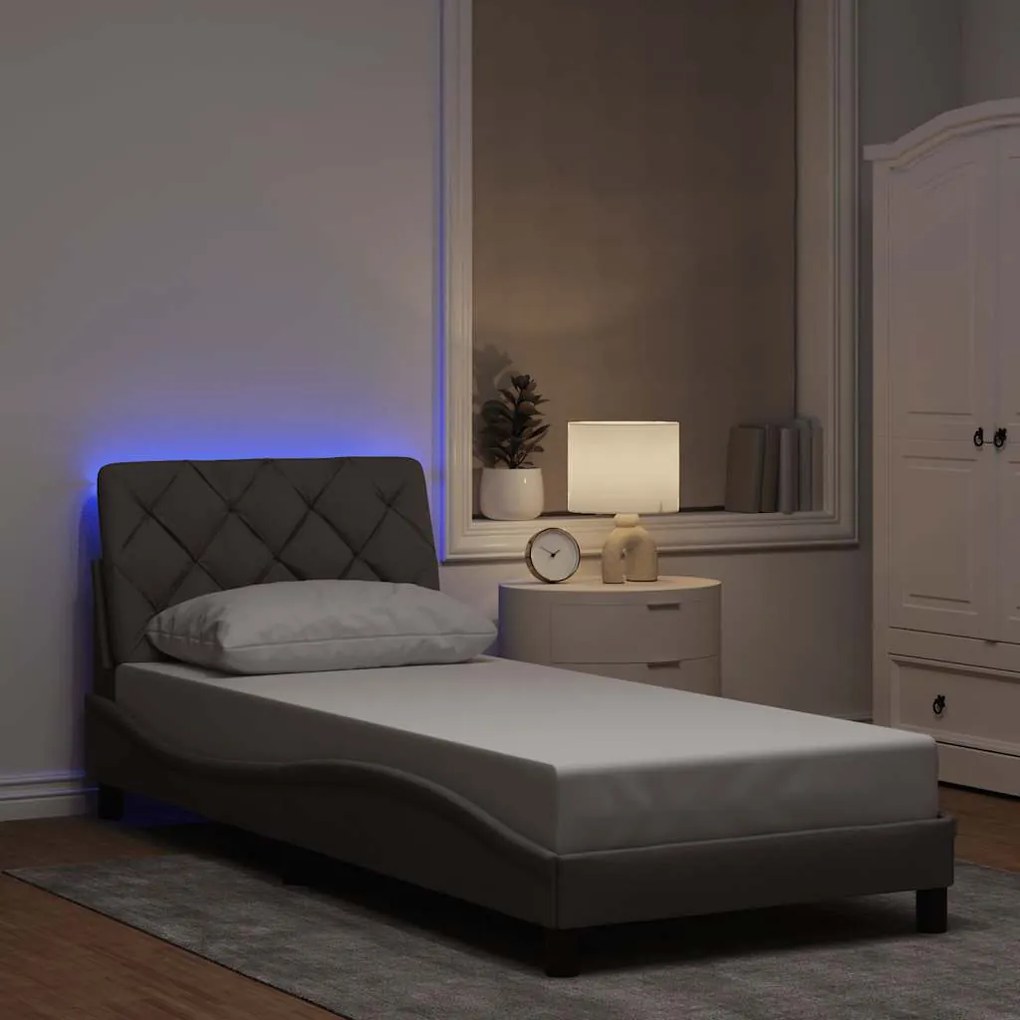 vidaXL Estrutura de cama com LED sem colchão 90x200 cm tecido