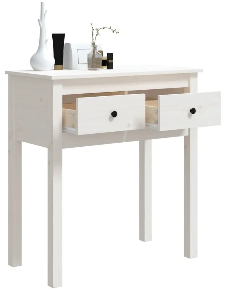 Mesa consola 70x35x75 cm pinho maciço branco