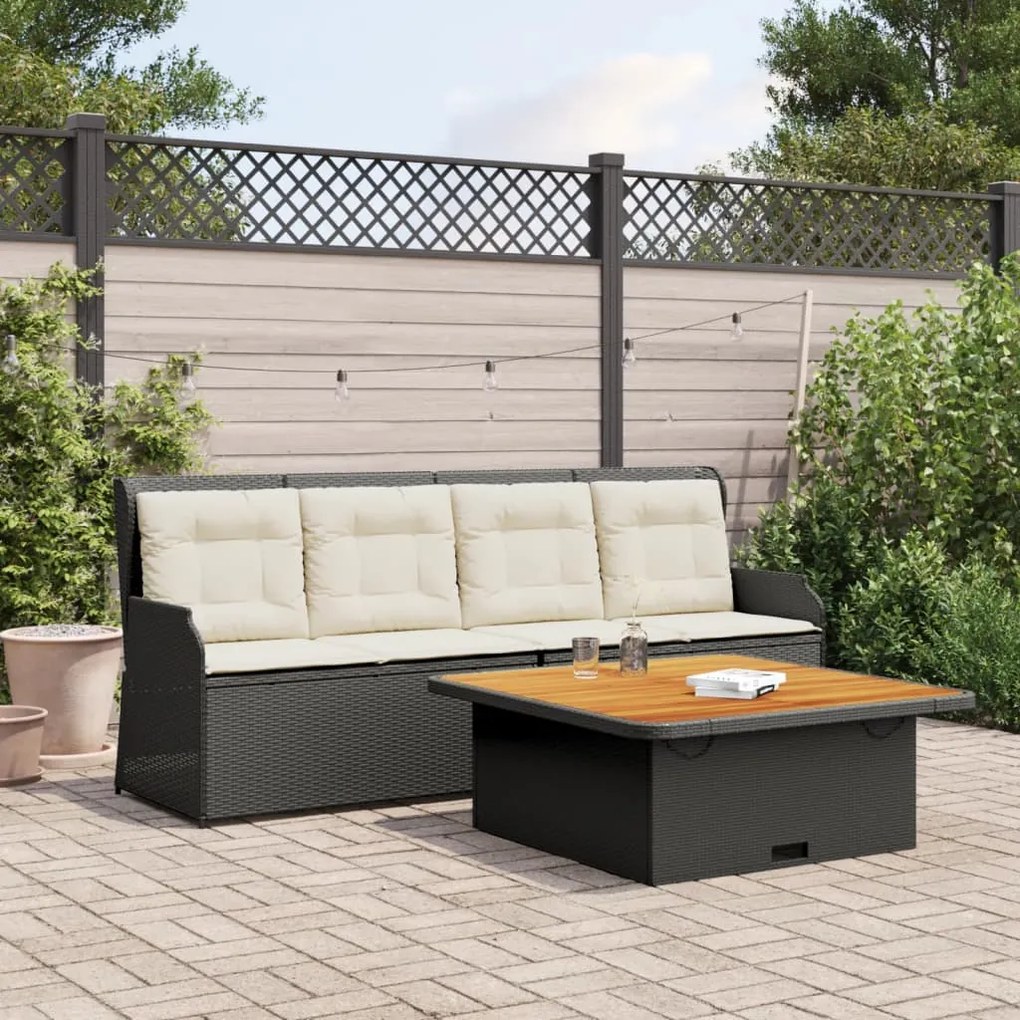 vidaXL 3 pcs conjunto sofás de jardim com almofadões vime PE preto