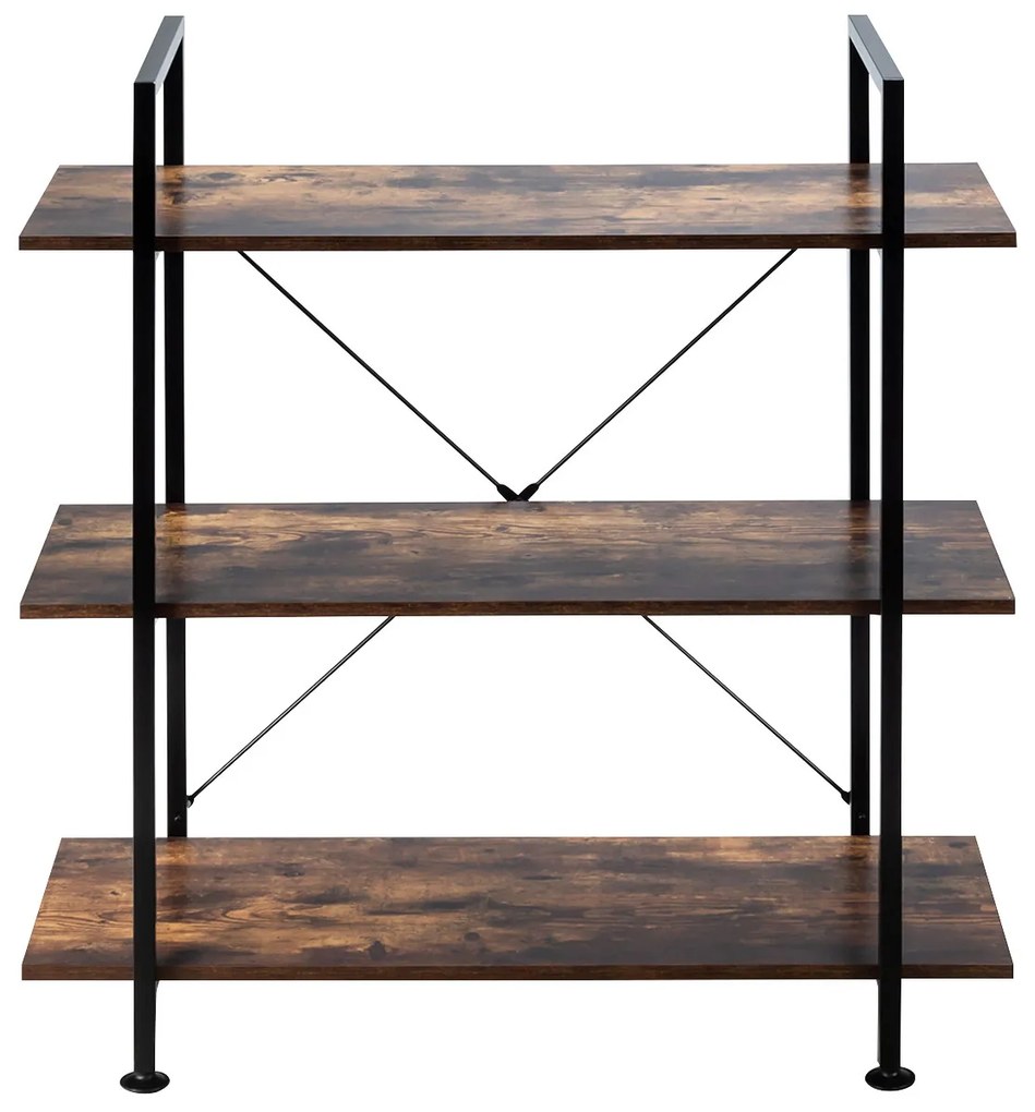 Estante industrial estável de 3 camadas com estrutura de metal para cozinha de escritório 90 x 36 x 99 cm Castanho