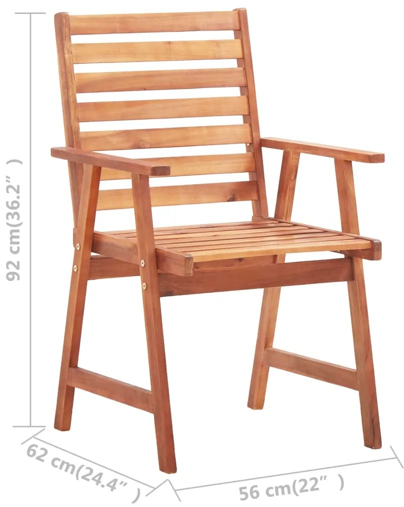 Cadeiras de jantar p/ jardim 3 pcs c/ almofadões acácia maciça