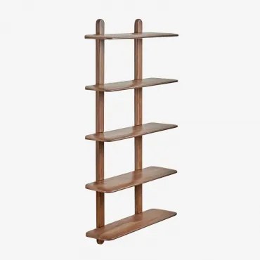 Estante De Parede Em Madeira Veleta ↔︎ 80 Cm & 5 Prateleirass & Castanho-acácia Escuro - Sklum