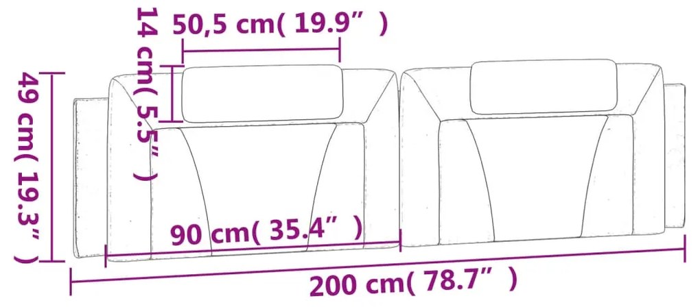 Almofadão de cabeceira 200 cm couro artificial preto e branco