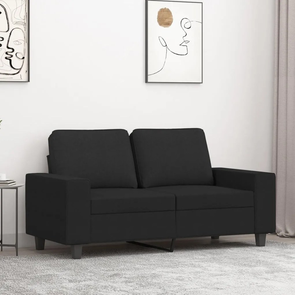 Sofá de 2 lugares tecido 120 cm preto