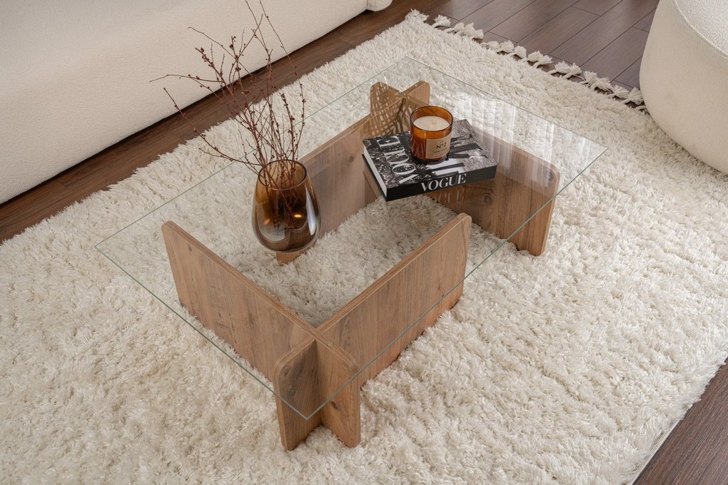 Mesa de Café Flavio - Pinho Atlântico - 105x30x65 cm