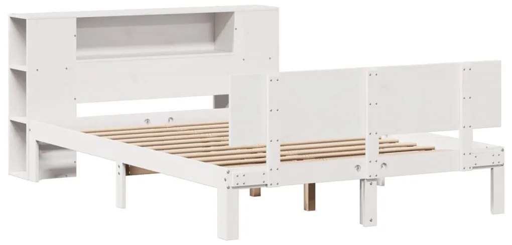 Cama com estante sem colchão 120x190 cm pinho maciço branco