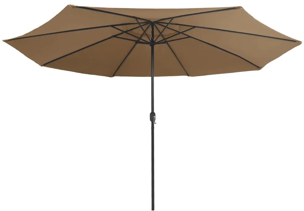 Guarda-sol de jardim c/ poste metal 390 cm cinzento-acastanhado