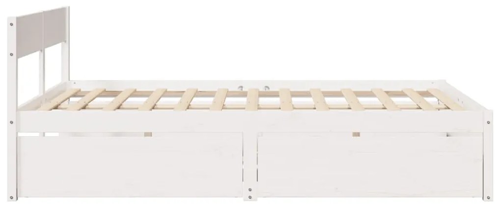 Cama sem colchão 160x200 cm madeira de pinho maciça branco