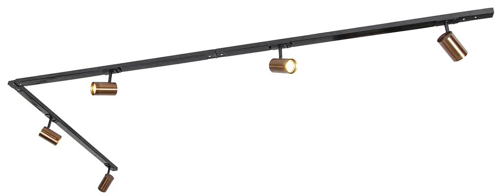 Sistema de calhas moderno monofásico incl. 5 GU10 Wi-Fi bronze escuro - Jeana