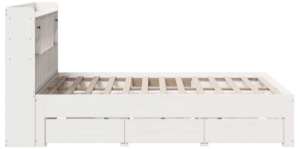 Cama com estante sem colchão 160x200 cm pinho maciço branco