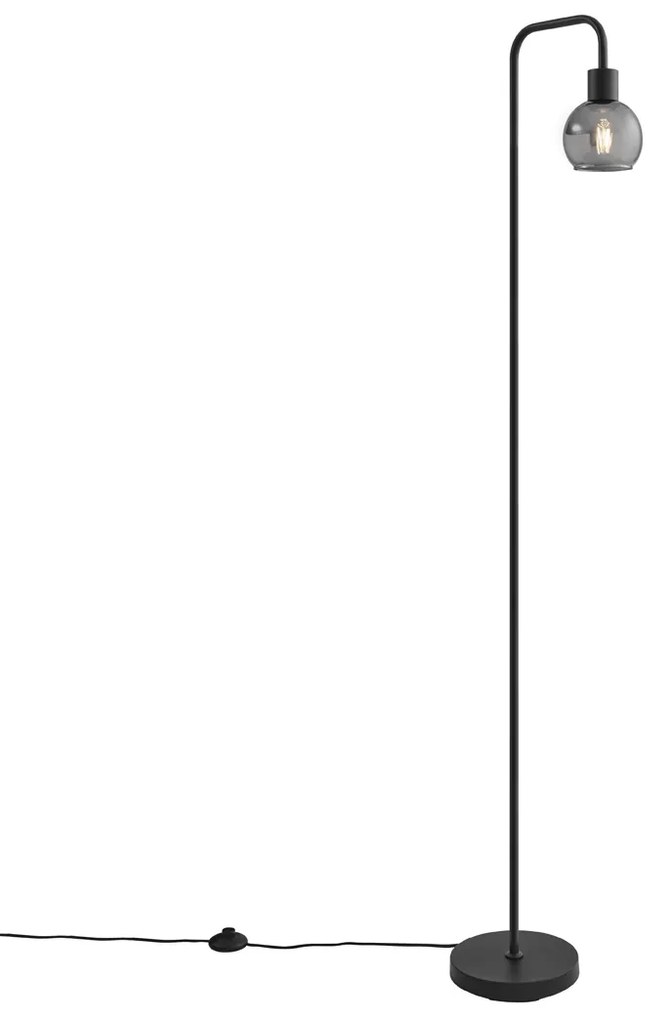 Candeeiro de pé Art Deco preto com vidro fumê - Vidro