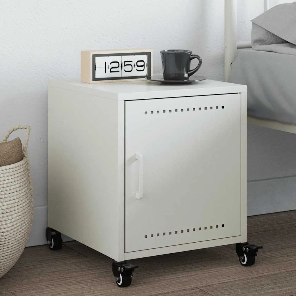 vidaXL Mesa de cabeceira 36x39x43,5 cm aço branco
