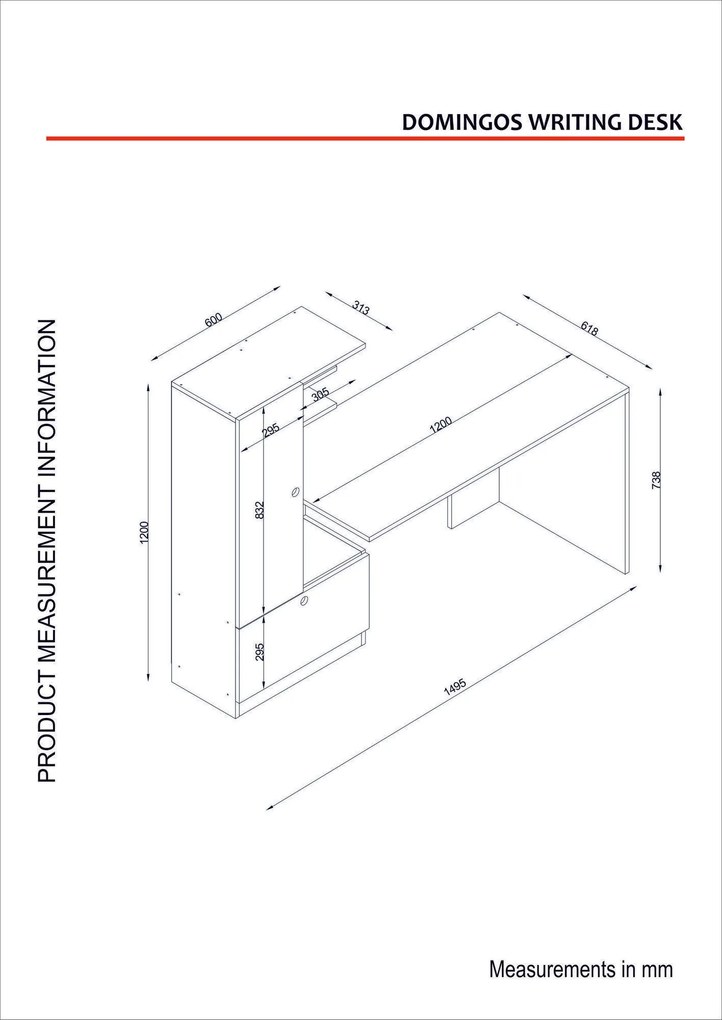 Secretária Domingos – Branco – 149,5x140x61,8 cm | Tribo Home