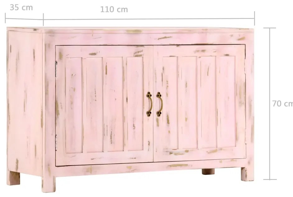 Aparador 110x35x70 cm madeira de mangueira maciça rosa-claro