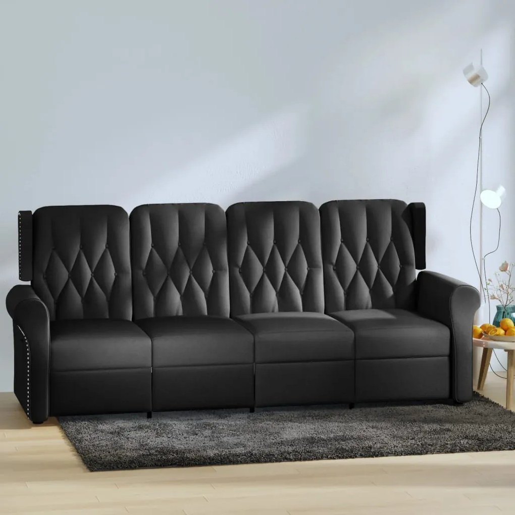 vidaXL Sofá reclinável 4 lugares couro artificial preto brilhante