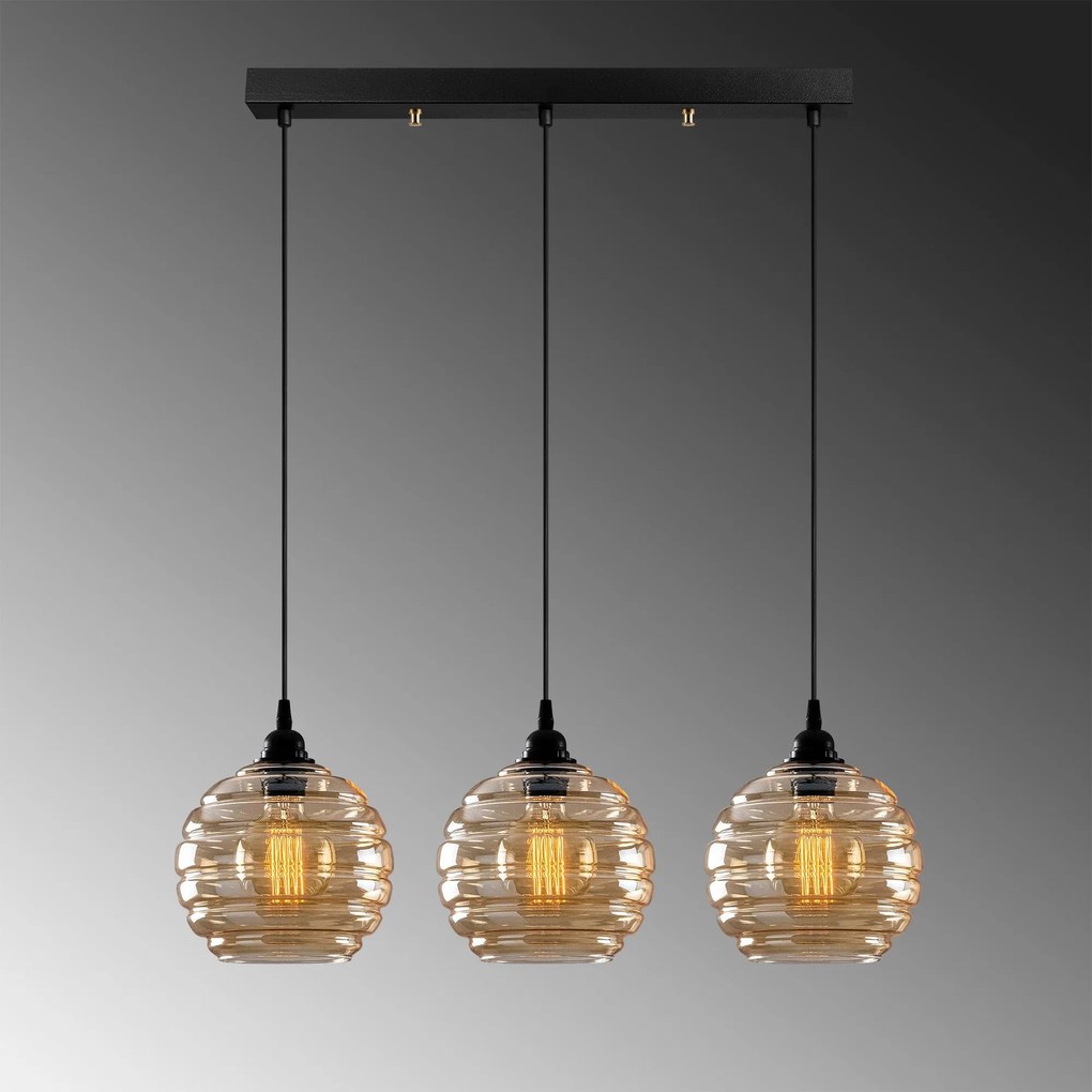 Candeeiro Suspenso Gold – Dourado/Preto – 70 x 20 cm