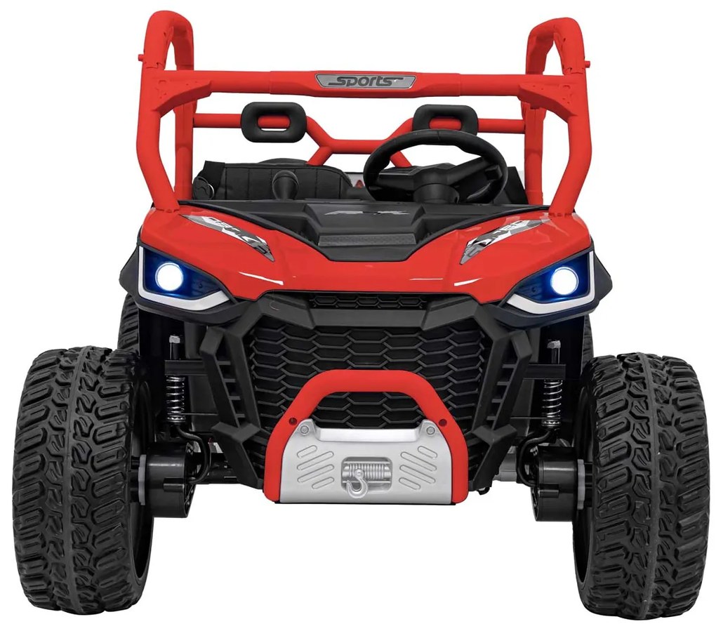 Carro elétrico para Crianças 2 Lugares Farmer Truck UTV Racing 24V 4x4 Rodas Espuma EVA, assento couro ecológico Vermelho